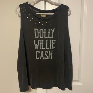NEW Dolly Willie Cash Country Tank Distressed 3X